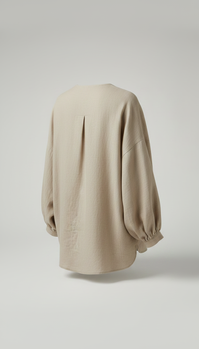 Alternate angle view of Beige Linen Blouse