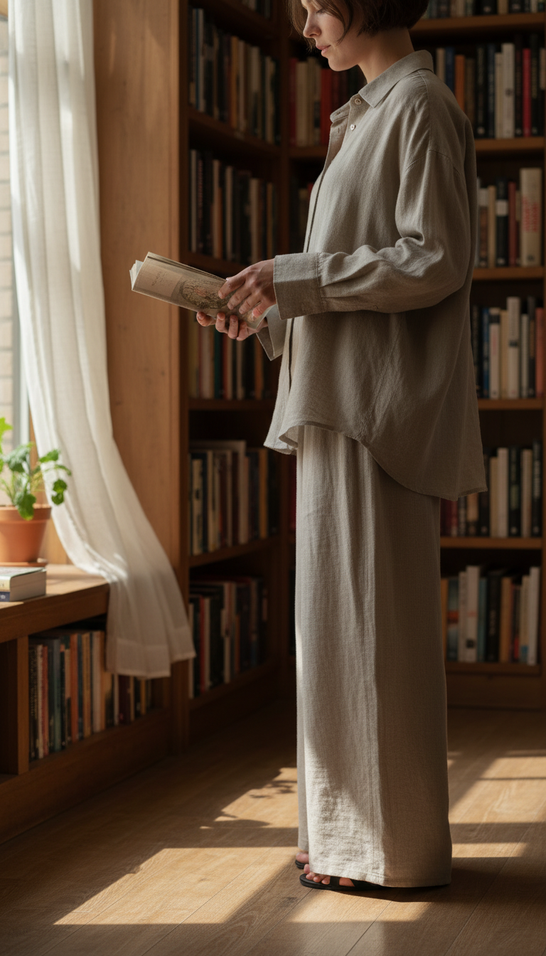 Two-Piece Linen Set in use