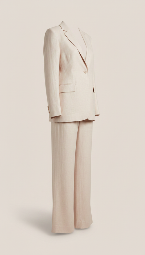 Alternate angle view of Tailored Linen Co-Ord Set in Blush Cream